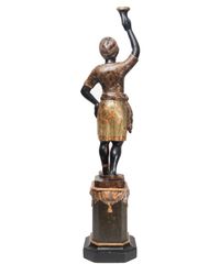 Carved Venetian Painted Female Blackamoor Torchere, on Stand - image 2