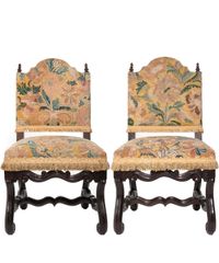 A Pair of Tapestry Upholstered Chestnut Louis XIV Chairs - afbeelding 1