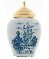 A Tobaccojar in Dutch Delftware 'Straatsburg' - image 1