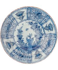 Een Paar Blauw Witte Delfts Aardewerk Schotels met 'Wanli' Decor - afbeelding 3