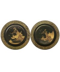 A Pair Japanese Export Black Lacquered Woden Plates - Edo period - image 1
