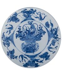 Three Blue and White Kangxi  Dishes, with Flowerbasket - afbeelding 4
