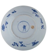 Three Blue and White Kangxi  Dishes, with Flowerbasket - afbeelding 5