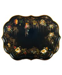 19th Century Papier Mâché Scalloped Tray Table on Faux Bamboo Base -  B. Walton & Co. - afbeelding 1
