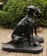 A Pair of French Life-Size Models of Hounds Entitled 'Deux Chiens Assis' - image 3