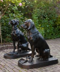 A Pair of French Life-Size Models of Hounds Entitled 'Deux Chiens Assis' - image 4