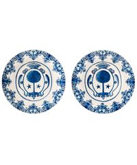 Pair Blue and White Orangist Dishes, so called 'Pannekoekjes' - afbeelding 1