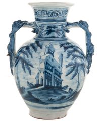 A Pair Tin-Glazed Earthenware Blue and White Vases - image 2