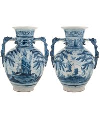 A Pair Tin-Glazed Earthenware Blue and White Vases - image 6
