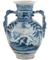 A Pair Tin-Glazed Earthenware Blue and White Vases - image 4