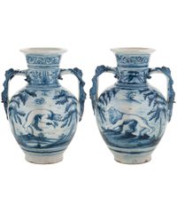 A Pair Tin-Glazed Earthenware Blue and White Vases - image 1