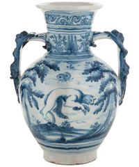 A Pair Tin-Glazed Earthenware Blue and White Vases - image 3