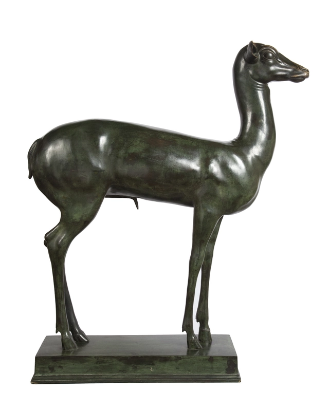 An elegant bronze sculpture of a fawn - image 2