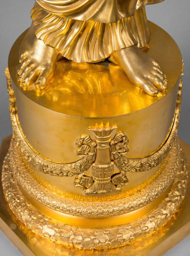 Pendule Franse, Clytia met zonnebloem, sculptuur C. Galle, Parijs, c. 1810 - afbeelding 5