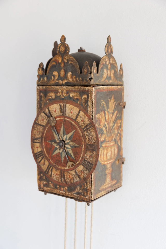 Renaissance Eisenuhr, polychrome renaissance ijzeren wandklok met balans. Circa 1650, Zuid-Duitsland - afbeelding 2