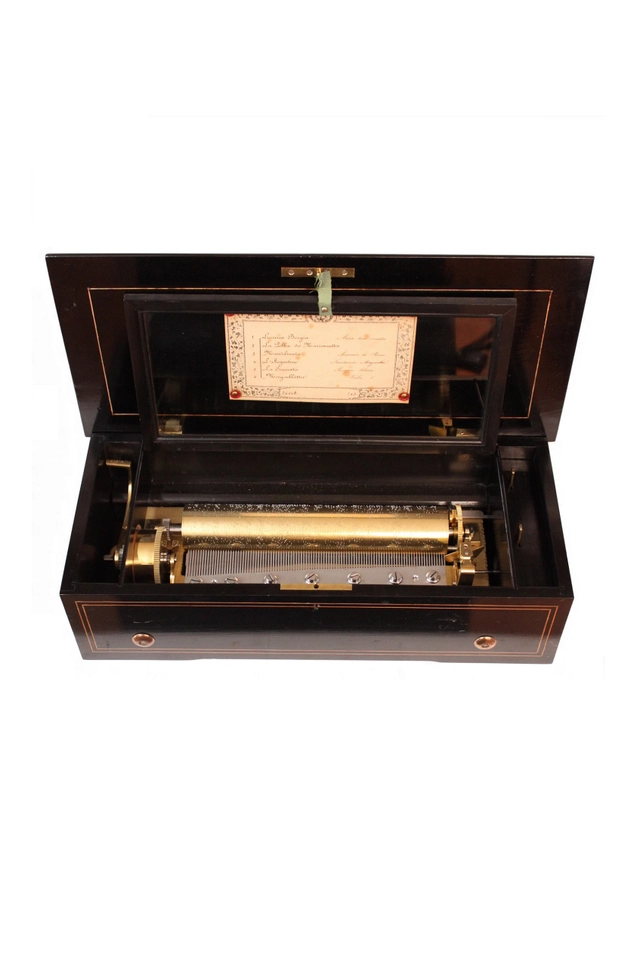 Een Zwitserse palissander cilinder speeldoos met zes aria's, Bremond, circa 1870. - afbeelding 5