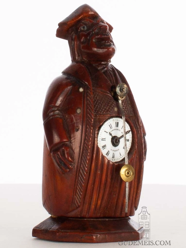 A rare small French walnut sculptural ‘zappler’ table clock, Neuburger & Cie, circa 1840 - afbeelding 1