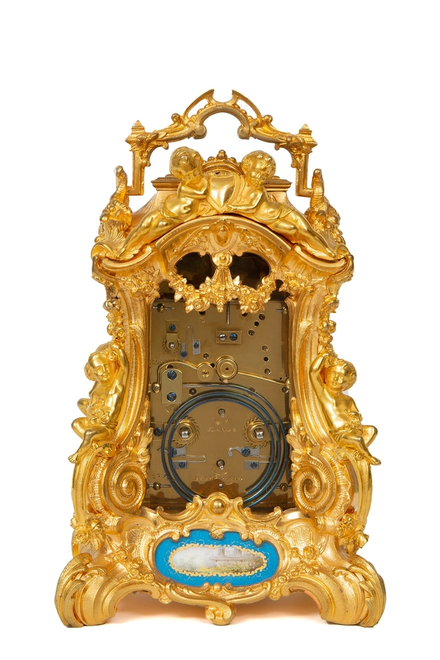 A rare French gilt Sevres mounted Rococo case carriage clock, Drocourt circa 1860 - afbeelding 11