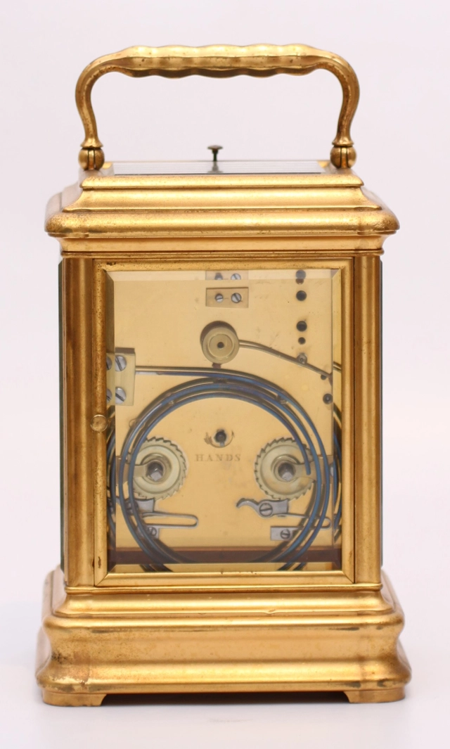 A fine French gilt brass 'Giant' carriage clock, Drocourt, circa 1870 - afbeelding 3