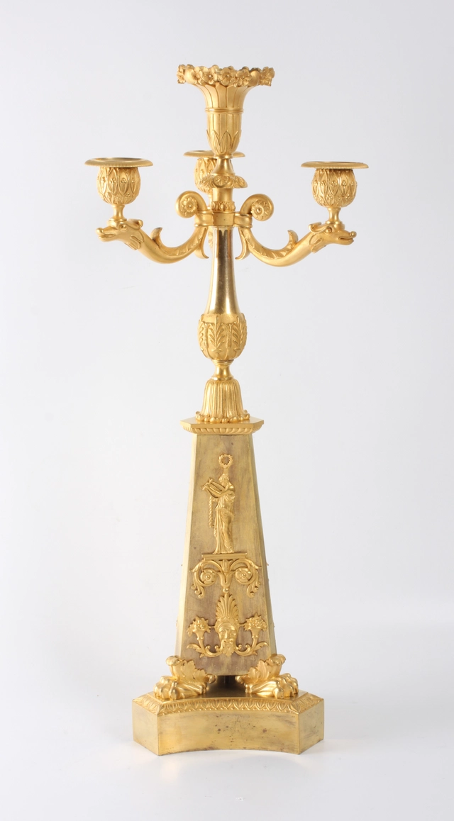 Quelques grands candélabres en bronze doré à l'or fin de style Empire français, environ 1810. - afbeelding 3