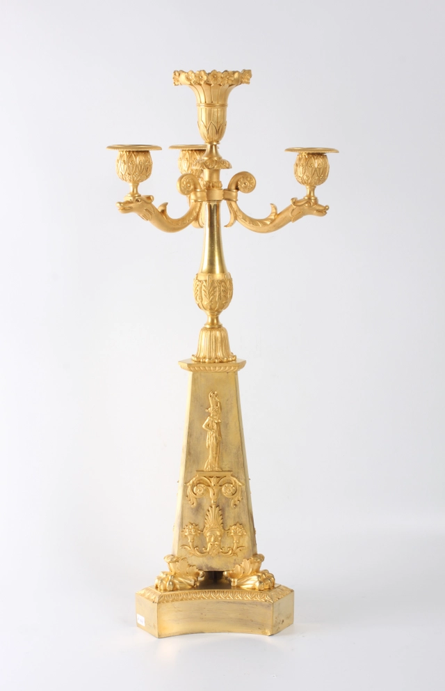 Quelques grands candélabres en bronze doré à l'or fin de style Empire français, environ 1810. - afbeelding 2