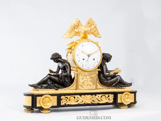 Een grote Franse Louis XVI pendule studie en filosofie, Remond, circa 1790. - afbeelding 1