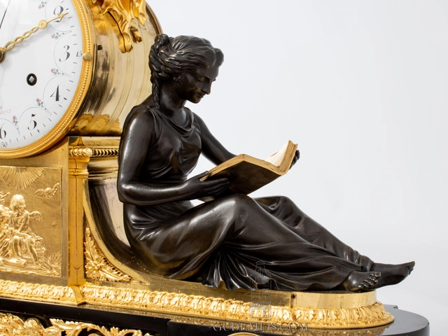 Een grote Franse Louis XVI pendule studie en filosofie, Remond, circa 1790. - afbeelding 3