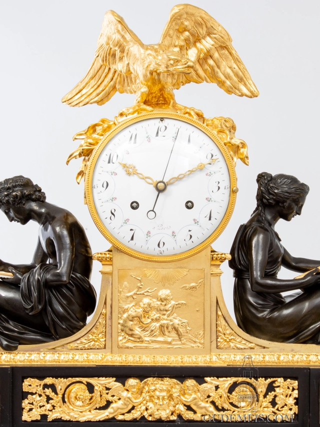 Een grote Franse Louis XVI pendule studie en filosofie, Remond, circa 1790. - afbeelding 7