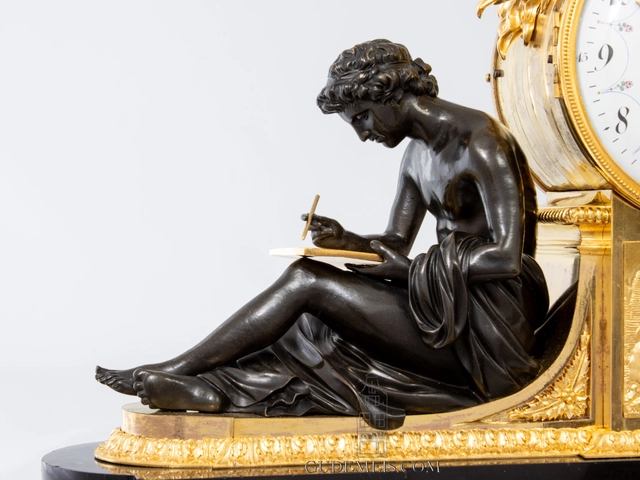 Een grote Franse Louis XVI pendule studie en filosofie, Remond, circa 1790. - afbeelding 4