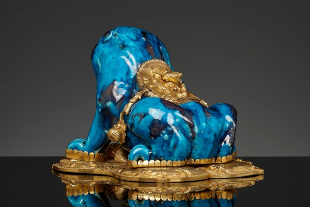 French mounted Régence inkwell in the shape of a Chinese porcelain toad - afbeelding 3