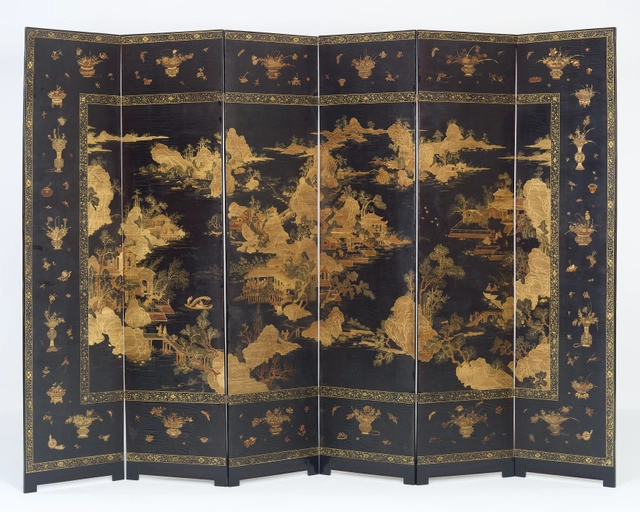Japanische sechsfach Lackarbeit Paravent - afbeelding 3