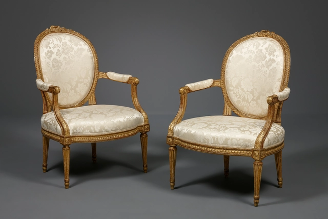 Pair of French Louis XVI fauteuils - afbeelding 1