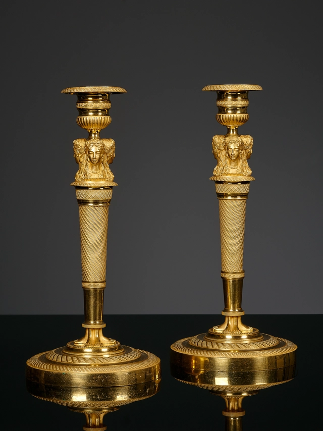 Pair of French Empire candlesticks