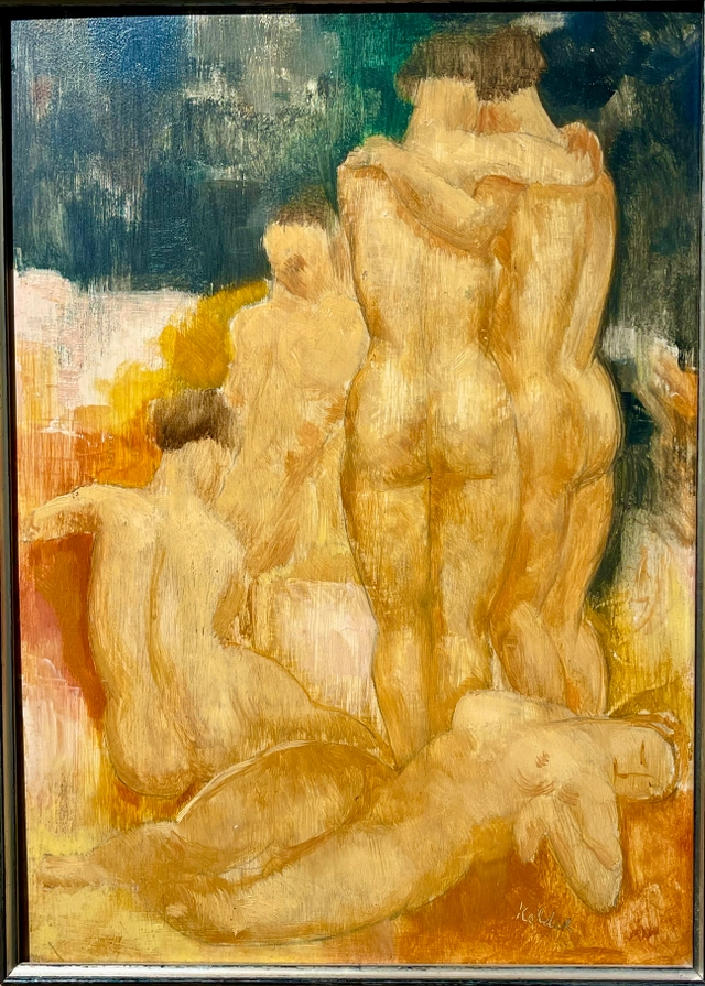 Toon Kelder, oil on panel, nude figures - image 2