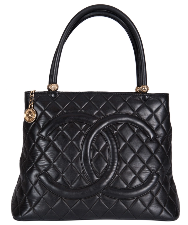 Chanel Black Quilted Leather Medallion Tote Bag