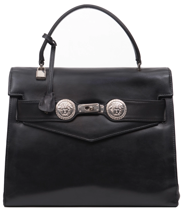 Gianni Versace Black Leather Handbag 