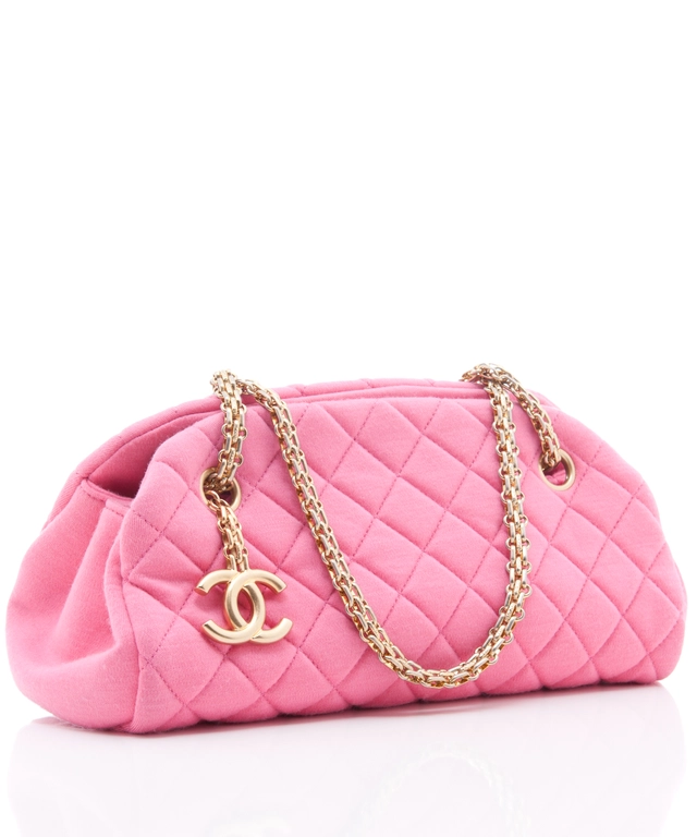 Chanel Mademoiselle Handtas in Roze Jersey Stof