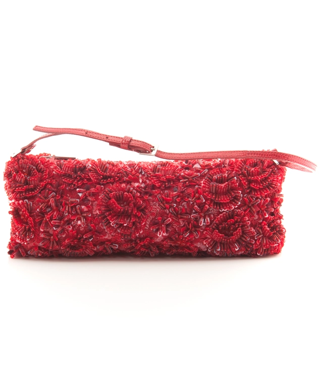 Valentino Garavani Red Satin Beaded Evening Bag
