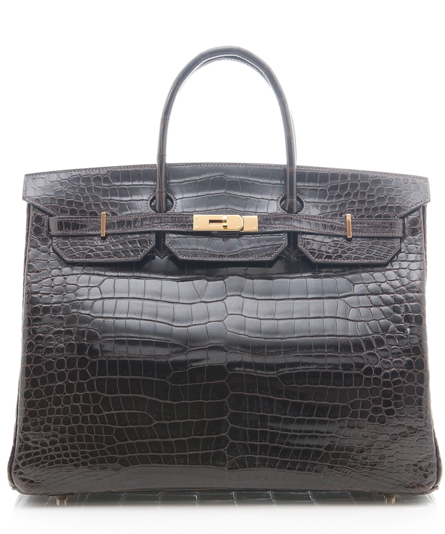 Hermès 'Birkin' Bag 40cm in Shiny Brown Porosus Crocodile 