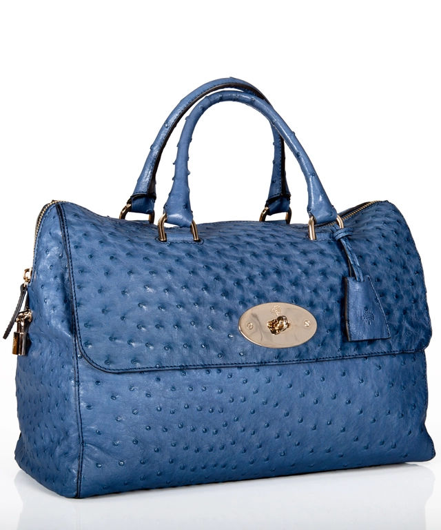 Mulberry 'Del Rey' Handbag in Cosmic Blue Ostrich Leather  