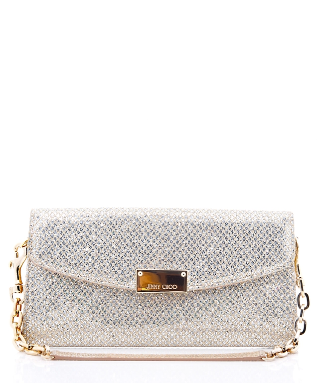 Jimmy Choo 'Riane' Clutch Bag in Champagne Glitter Fabric 