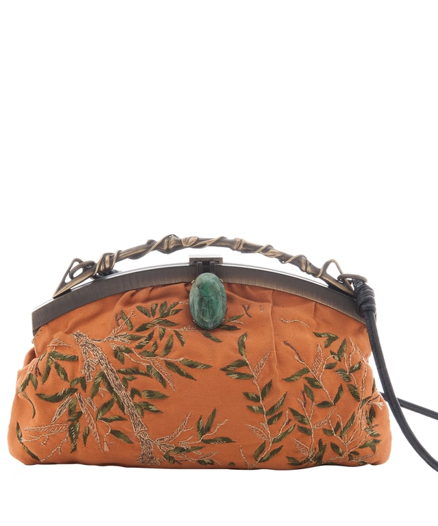 Valentino Garavani Burned Orange Satin Evening Bag