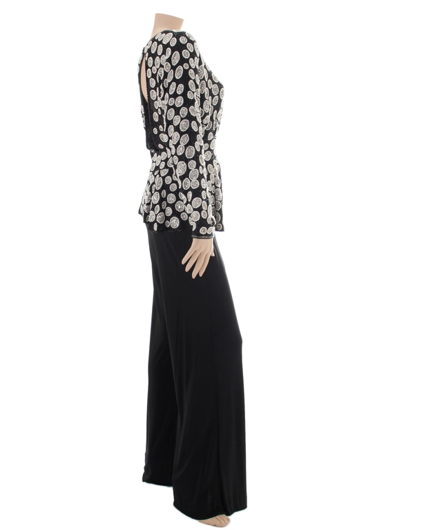 Black Embroidered Open Back Blouse