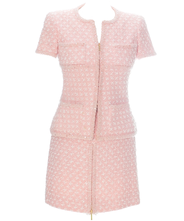 Chanel Roze Bouclé Mantelpak 95P
