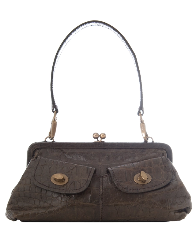 Miu Miu Green Croc Embossed Shoulder Bag