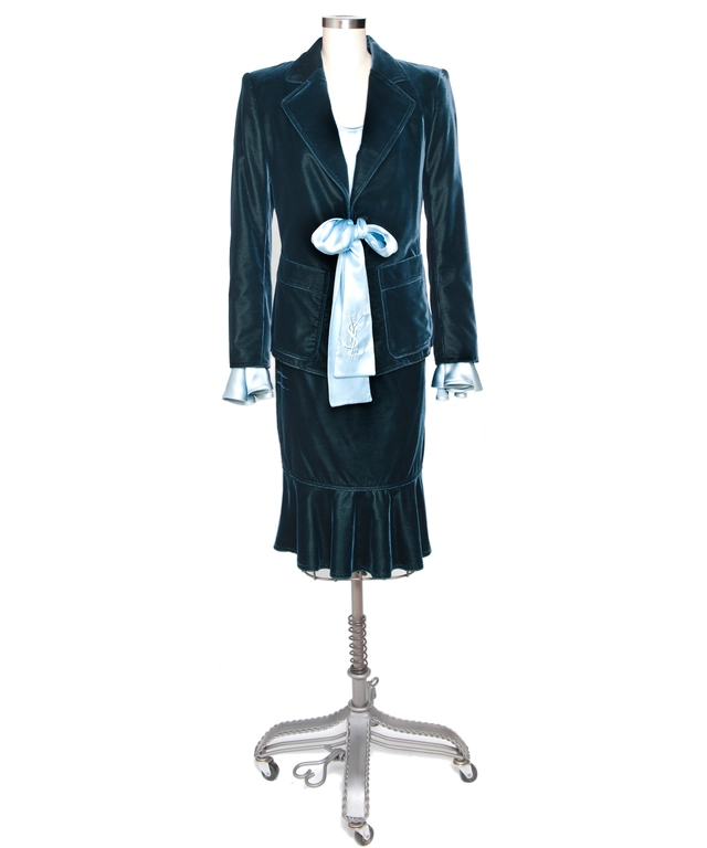 Tom Ford for Yves Saint Laurent Petrol Blue Velvet Ensemble 2003