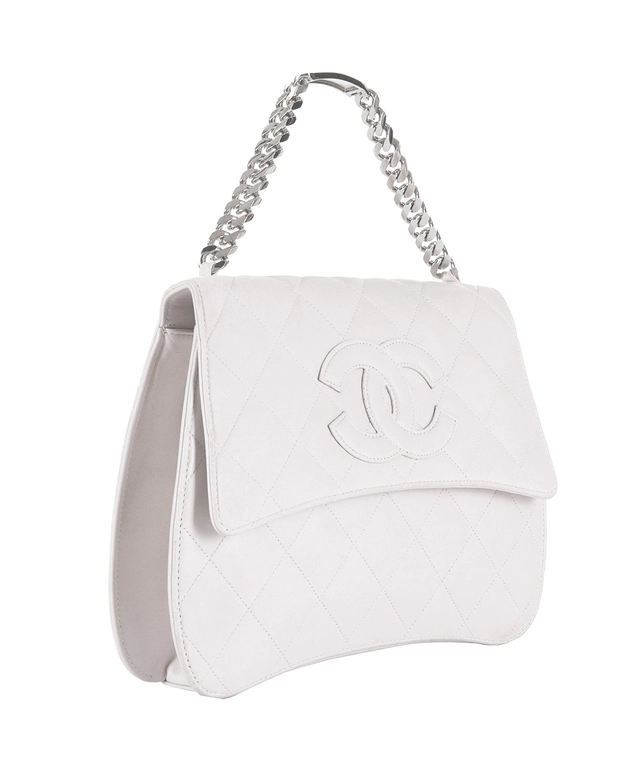 Chanel White Quilted Leather Handbag