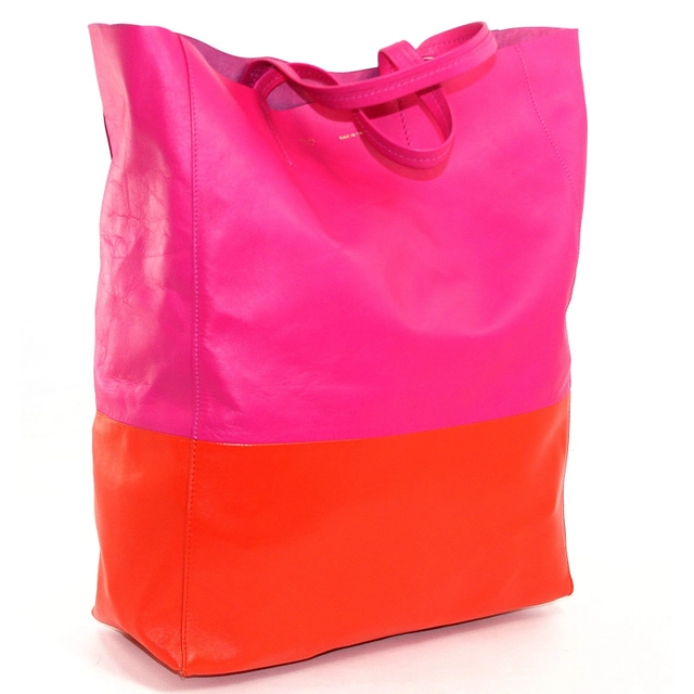 Céline Fluo Pink And Orange Bi Cabas Tote