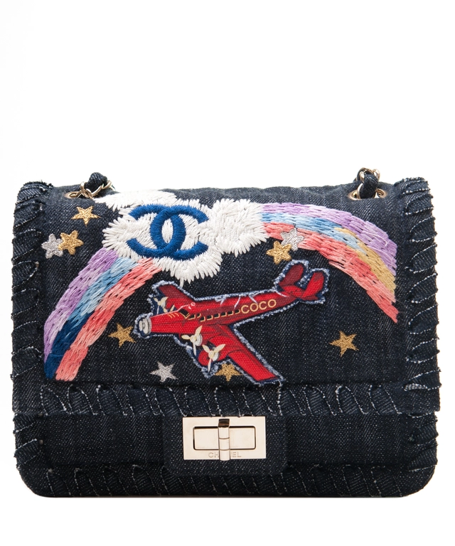 Chanel Denim Multicolor Embroidered Flap Bag - Limited Edition