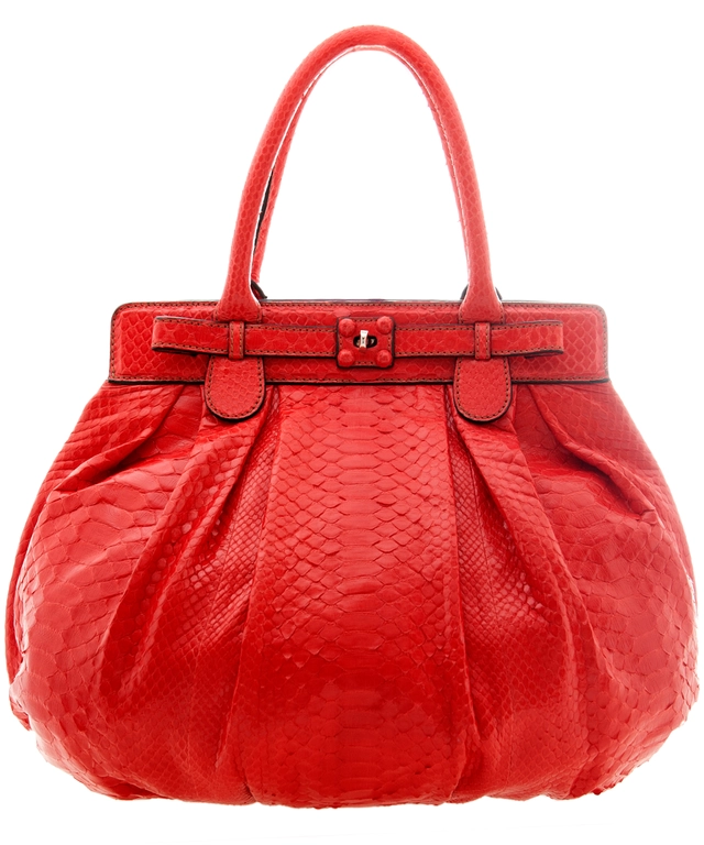 Zagliani Red Python Puffy Bag